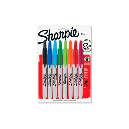Sandford Ink Sharpie Retractable Permanent Marker, Fine Point, Assorted Ink, 8/Set 32730PP